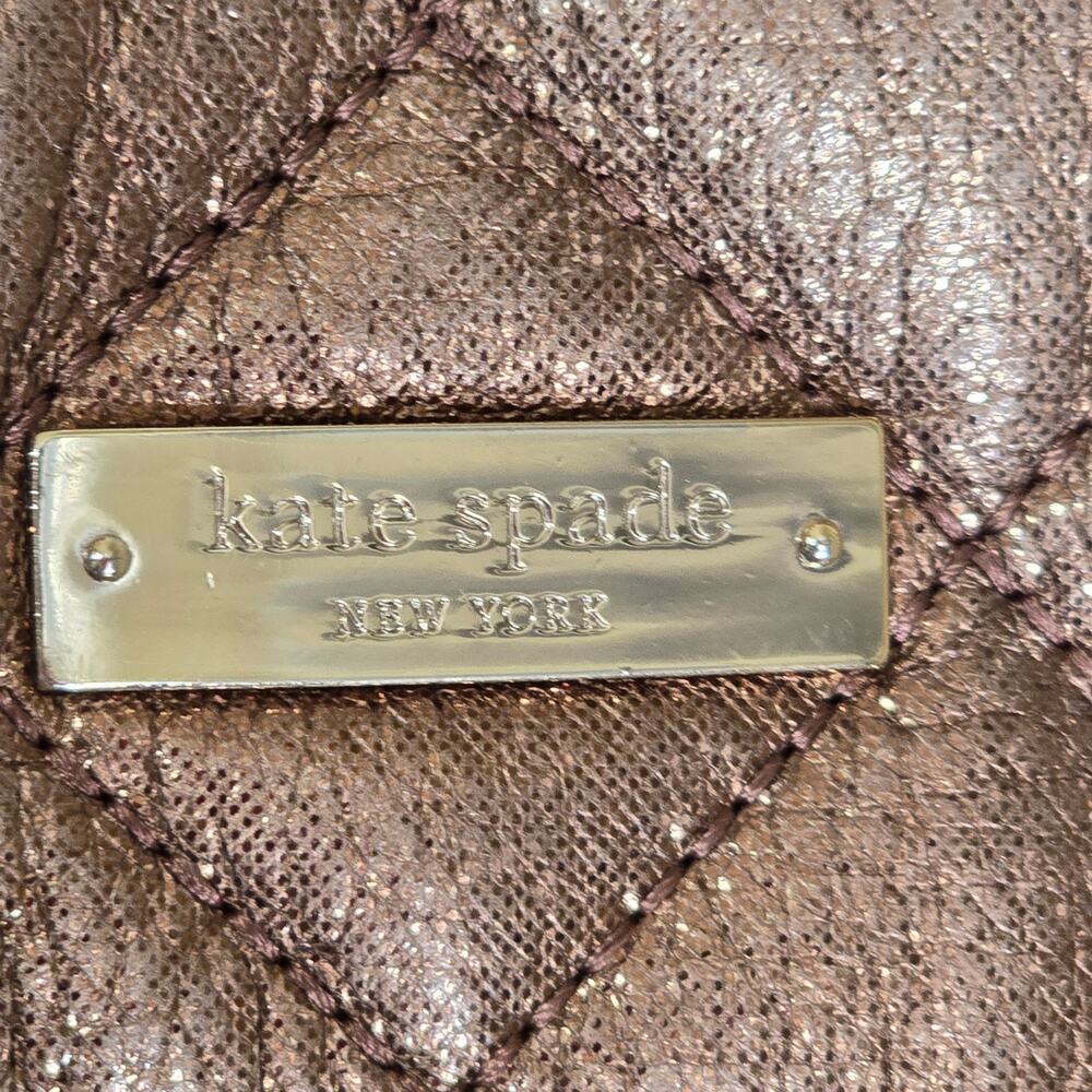 Kate Spade Gold Coast Maryann Quilted Leather Bronze Gold Purse Bag Gold 16x10x5 - Picture 3 of 8